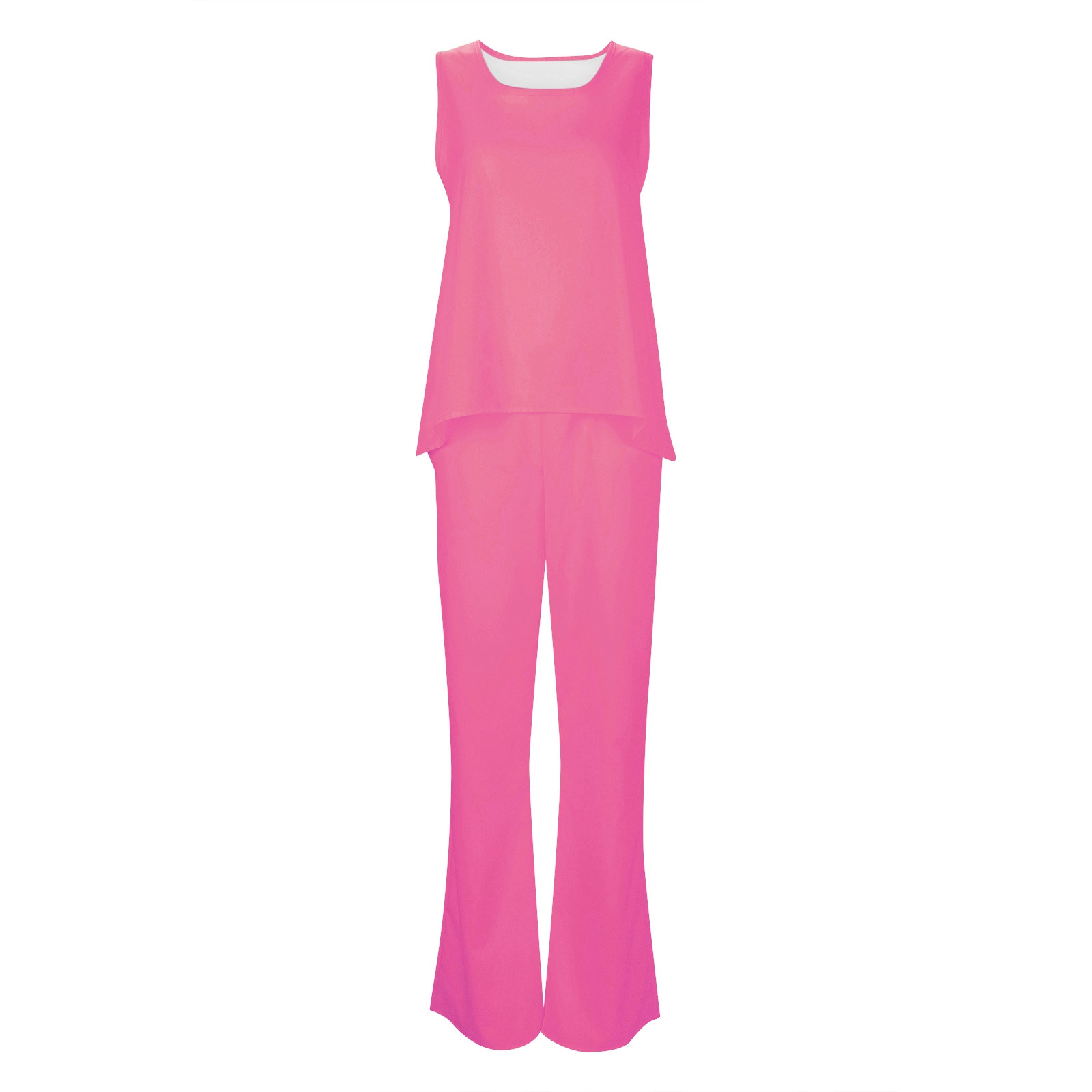 thumbnail image 4 of Conjunto de 2 piezas para mujer: chaleco sin mangas y pantalones anchos, estilo boho informal, color liso, mezcla de poliéster y spandex, 4 of 5